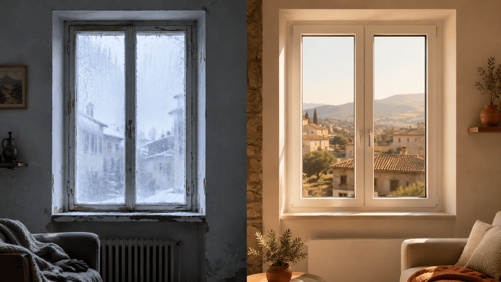 Confronto prima e dopo la sostituzione degli infissi